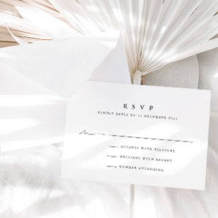Simple tarjeta RSVP de boda blanca y negra moderna