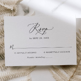 Simple tarjeta RSVP de boda blanca y negra moderna