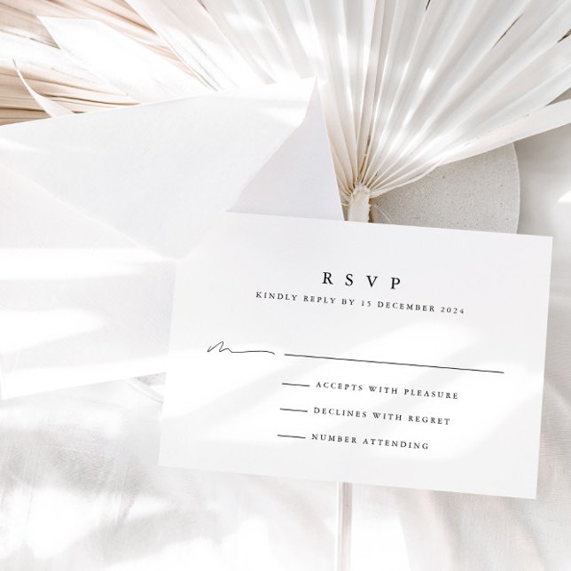 Simple tarjeta RSVP de boda blanca y negra moderna (Subido por el creador)