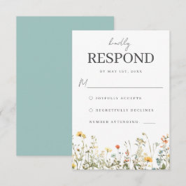 Simple tarjeta RSVP de boda de flores silvestres