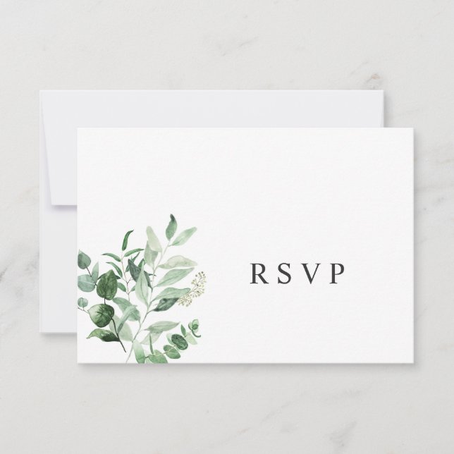 Simple tarjeta RSVP de boda Eucalyptus Greenery (Anverso)