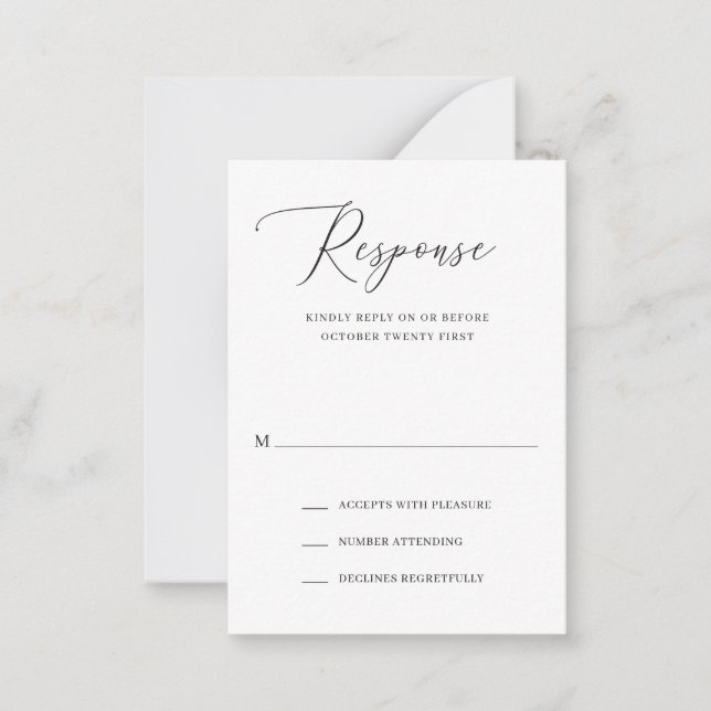 Simple tarjeta RSVP de matrimonio elegante formal (Anverso)