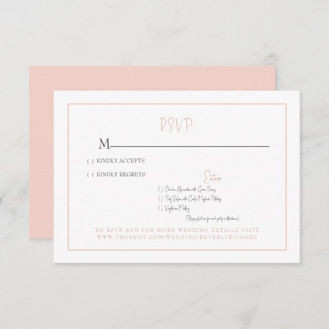 Simple tarjeta RSVP Rubor Modern Font Wedding (Anverso / Reverso)