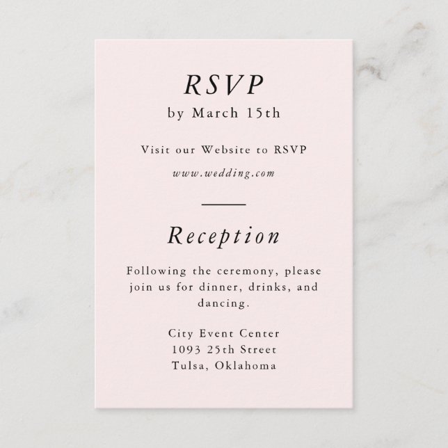 Simple tarjeta RSVP Rubor Pink Spring (Anverso)