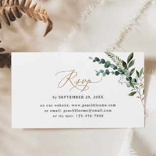 Simple tarjeta web de Boda de oro de vegetación rú