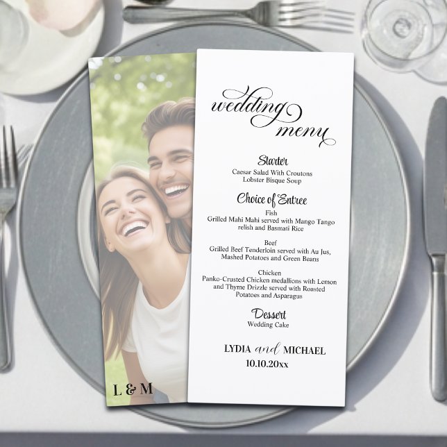 Simple Text Photo Overlay 4x9'' Wedding Menu (Subido por el creador)