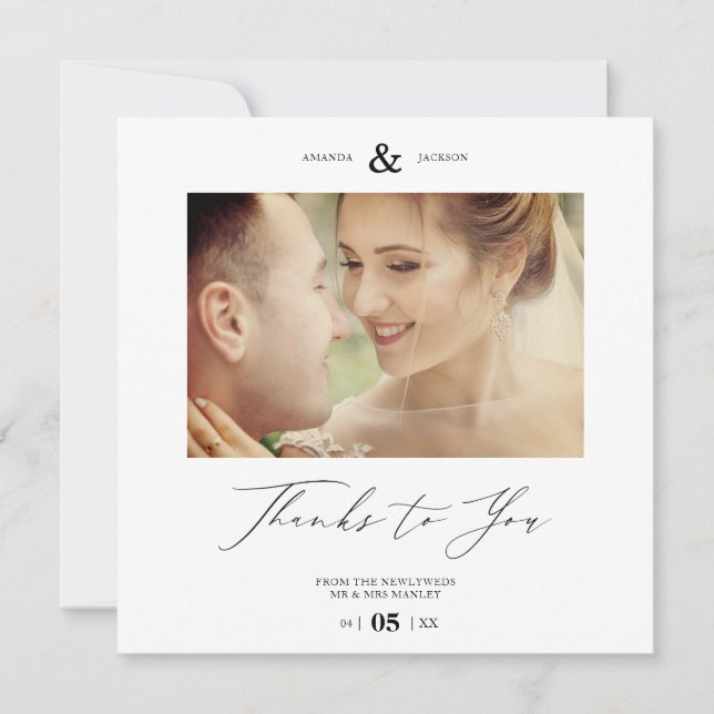 Simple Thanks To You Custom Photo Couple Wedding (Anverso)