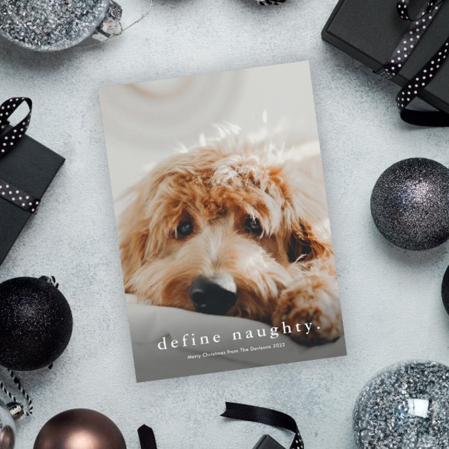 Simple Tipo Divertido Pet Navidad  (Funny Naughty Pet Photo Christmas Holiday Cards.)