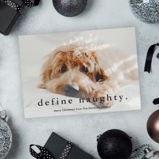 Simple Tipo Divertido Pet Navidad  (Funny Naughty Pet Photo Christmas Holiday Card.)