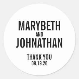 Simple Tipografía Boda Favor Gracias Pegatina