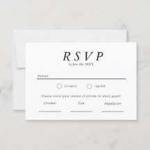 Simple Tipografía en blanco y negro Boda RSVP