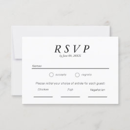 Simple Tipografía en blanco y negro Boda RSVP