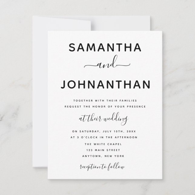 Simple tipografía invitaciones a la boda Minimalis (Anverso)