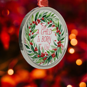 Simple tipografía roja Navidades ornamento verde