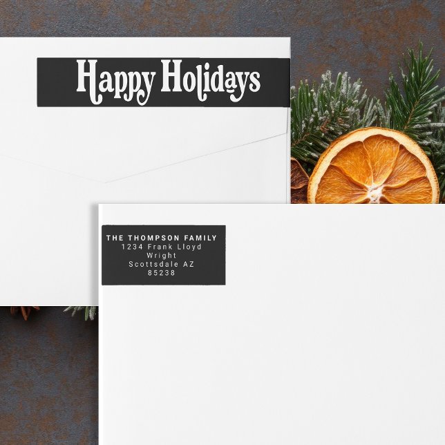 Simple Trendy Retro Black Holiday Return Address (Subido por el creador)