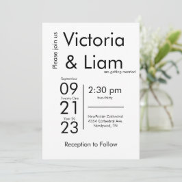 Simple Typografía moderna Nombre Invitación a la b