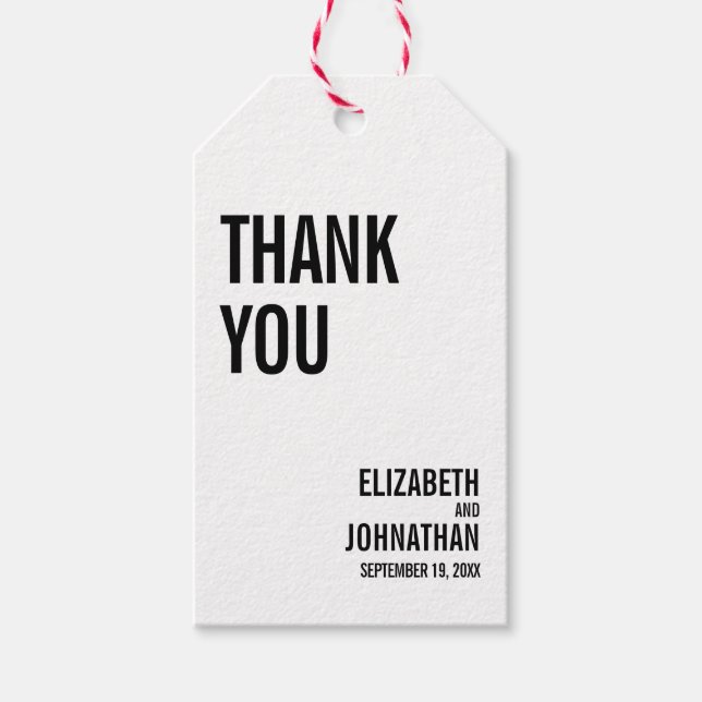Simple Typography Boda Gracias etiqueta de regalo (Anverso)