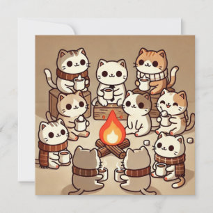 Simple Whiskers Campfire Tarjeta de saludo