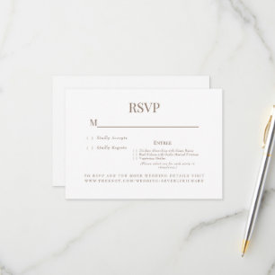 Simple White Dinner Choices Boda Tarjeta RSVP