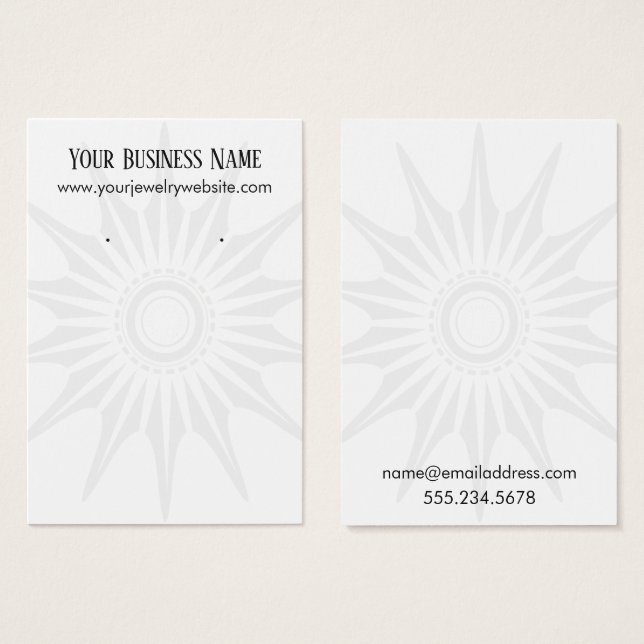 Simple White Starburst Earring Holder Display Card (Anverso y reverso)