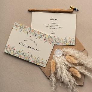 Simple Wildflower Fern Groomsman Propuesta Tarjeta