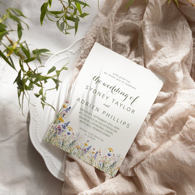 Simple Wildflower La Invitación De Boda (Subido por el creador)