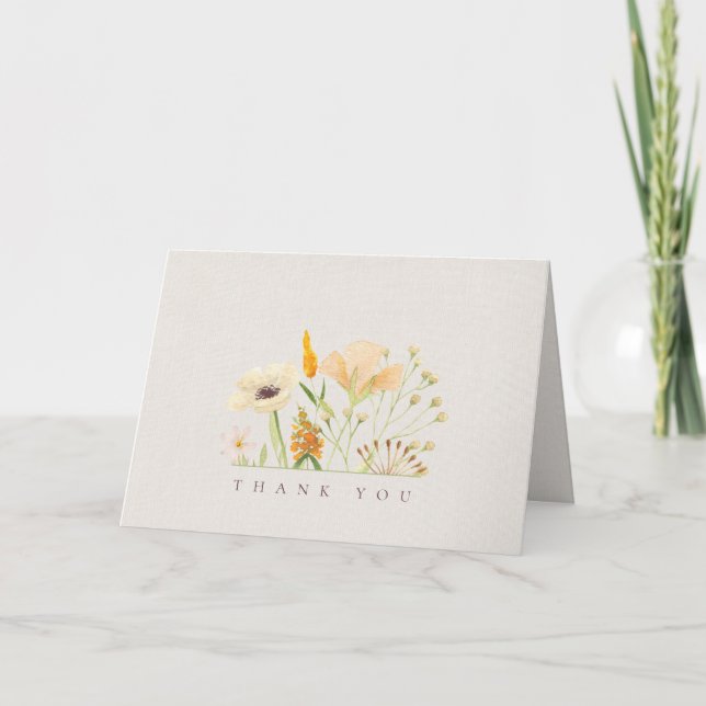 Simple Wildflowers Boda Gracias tarjeta (Anverso)