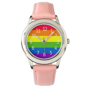 Simple y colorido reloj de Chica arcoiris