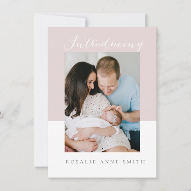 simple y dulce anuncio de nacimiento con mensaje (Anverso)