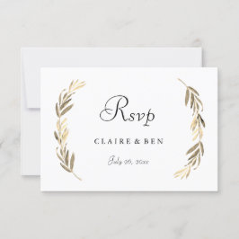 Simple y elegante Boda de Hoja de Oro RSVP