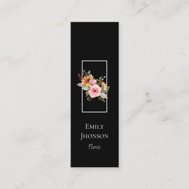 Simple y elegante flor Black Mini tarjeta de negoc (Anverso)