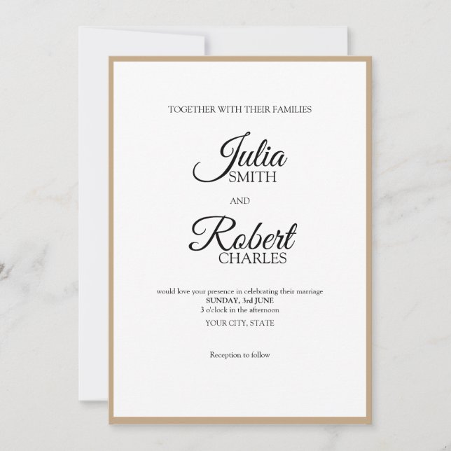 Simple y elegante invitación a la boda (Anverso)