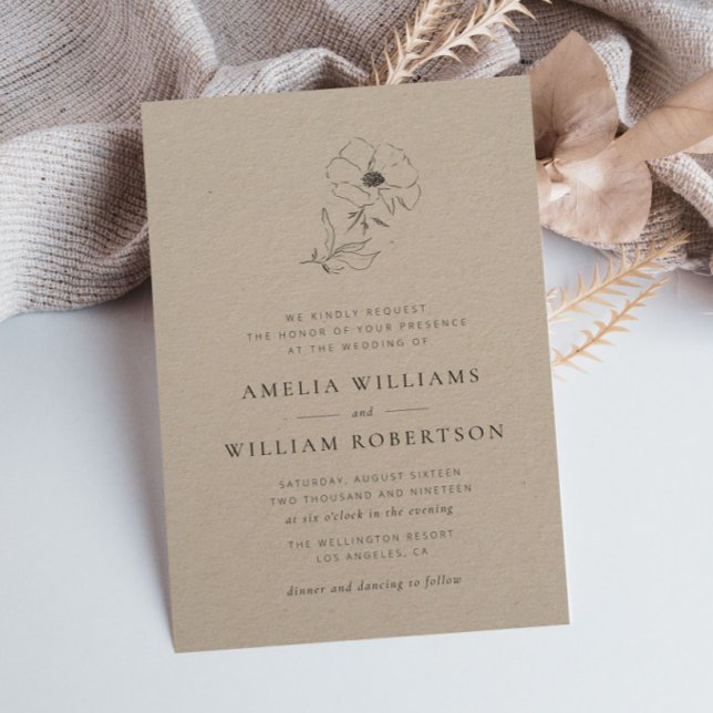 simple y elegante invitación a la boda botánica kr (Subido por el creador)