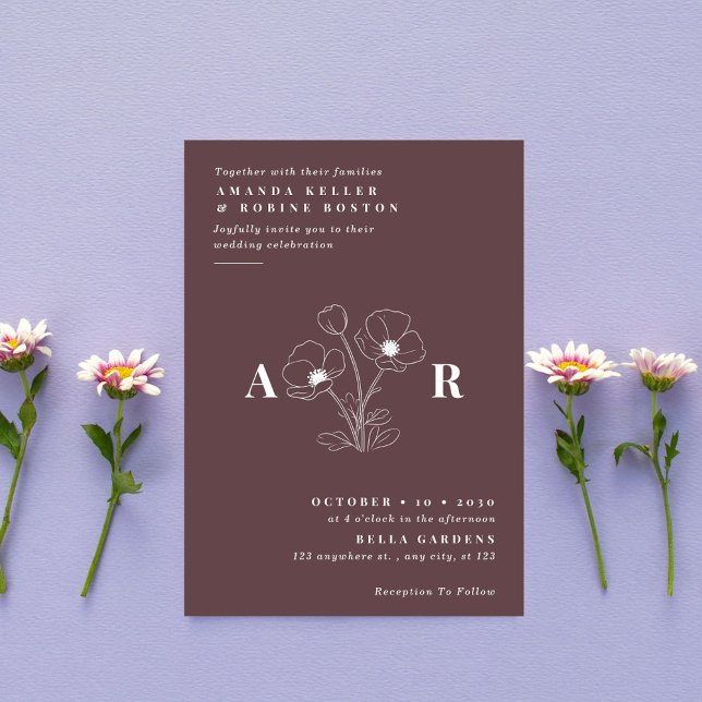 Simple y elegante invitación a la boda de la flor  (Subido por el creador)