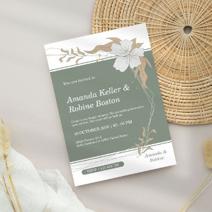 Simple y elegante invitación a la boda floral