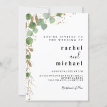 Simple y elegante invitación al purpurina de eucal