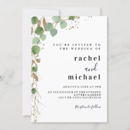 Simple y elegante invitación al purpurina de eucal