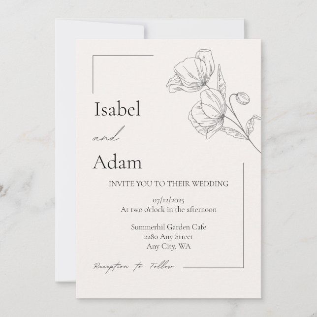 Simple y elegante invitación de boda asimétrica