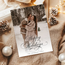 Simple y elegante tarjeta de Navidad con letra de