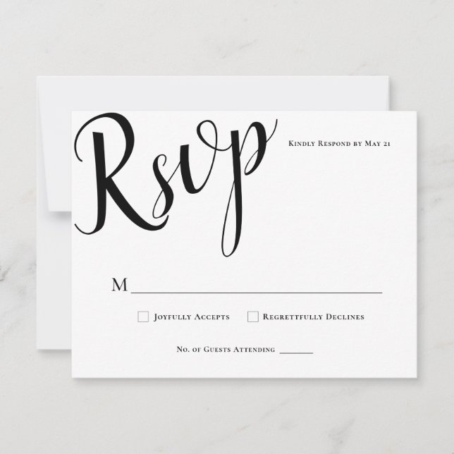 Simple y elegante tarjeta de respuesta de boda RSV (Anverso)