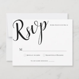 Simple y elegante tarjeta de respuesta de boda RSV