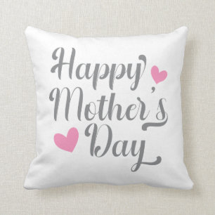 Simple y feliz Cojín decorativo de caligrafía del