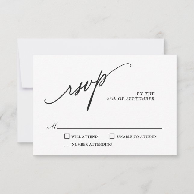 Simple y moderna boda clásica RSVP (Anverso)