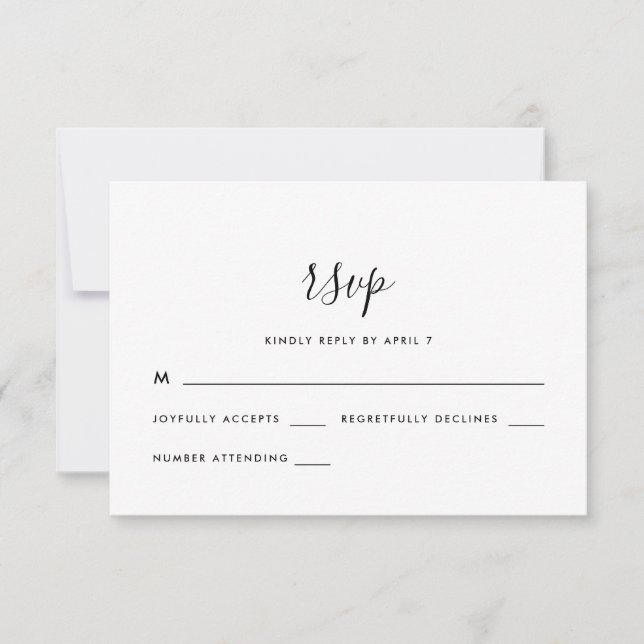 Simple Y Moderna Boda De Guión Rsvp (Anverso)