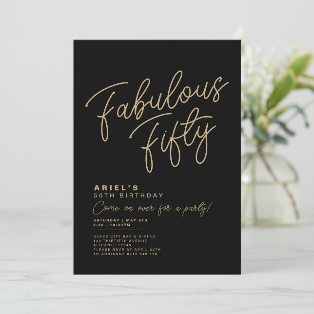 Simple y moderna Fabulosa Invitación a los 50 años (Anverso de pie)