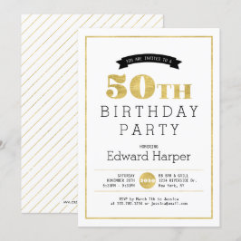 Simple y moderna Oro 50.ª Invitación a la fiesta d