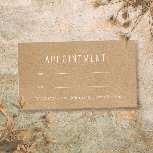 Simple y moderna tarjeta de cita de Kraft ruso (Simple Modern Rustic Kraft Appointment Card)