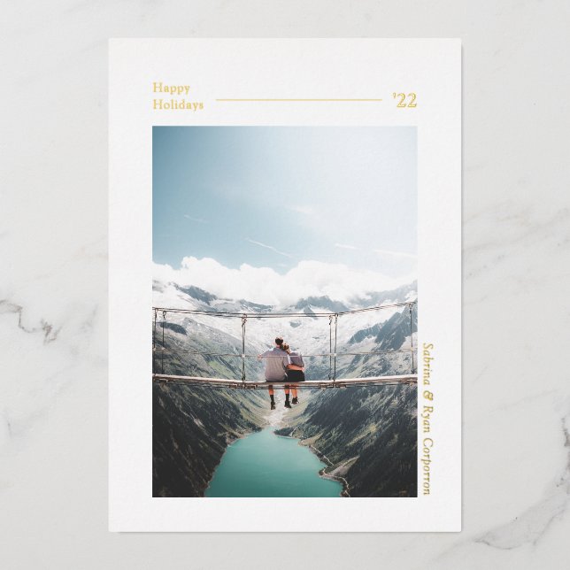 Simple y moderna tarjeta de vacaciones de fotos de (Anverso)