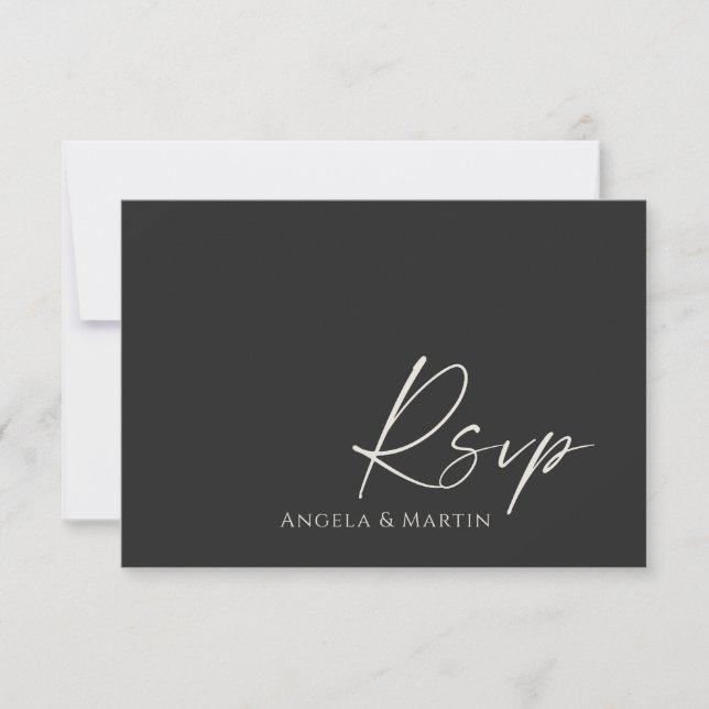 Simple y moderna tarjeta RSVP de boda de marfil ne (Anverso)