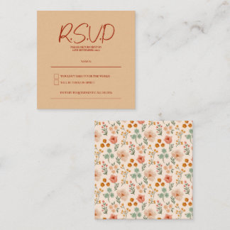 Simple y moderna tarjeta RSVP de boda floral